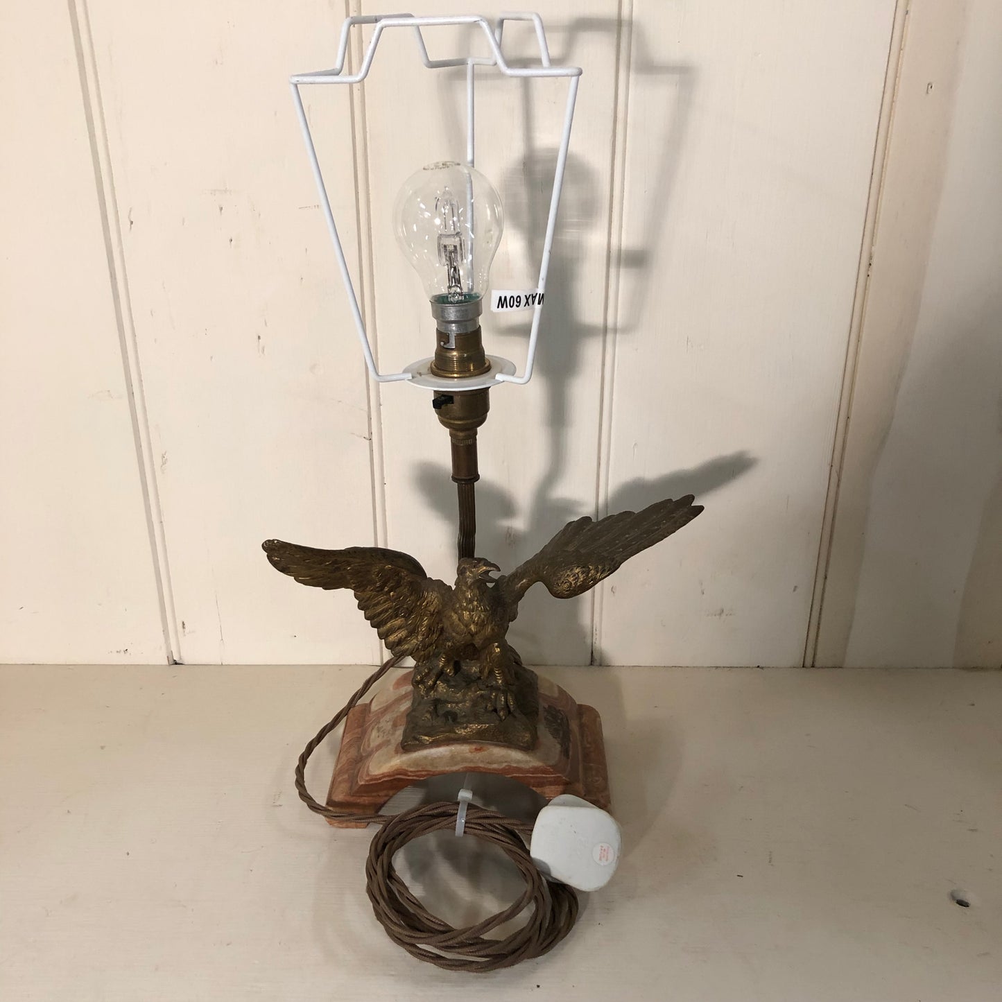 ANTIQUE EAGLE & MARBLE LAMP