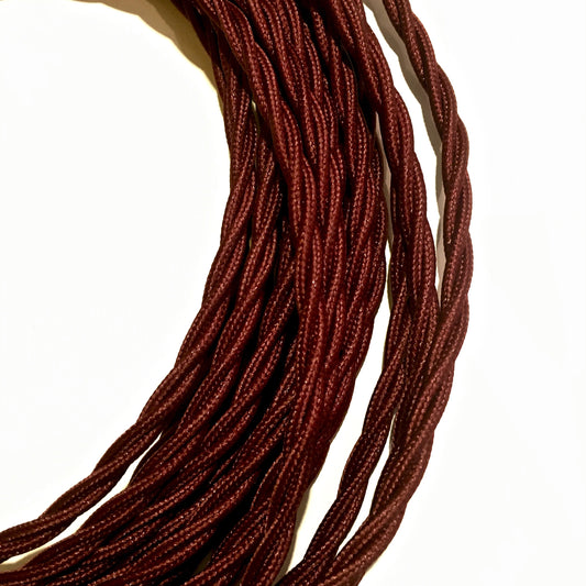 3 Core Braided Lighting Cable - Burgundy